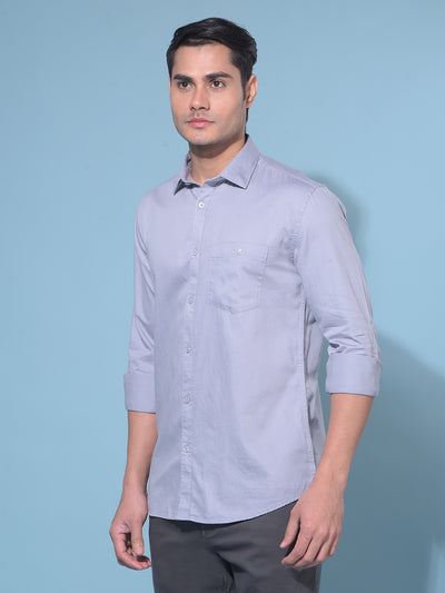 Grey 100% Cotton Shirt-Men Shirts-Crimsoune Club