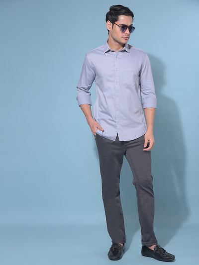 Grey 100% Cotton Shirt-Men Shirts-Crimsoune Club