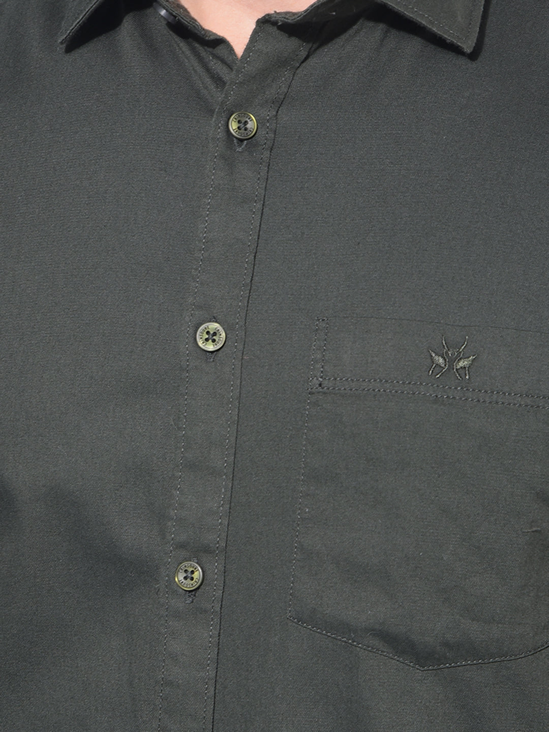 Green 100% Cotton Shirt-Men Shirts-Crimsoune Club