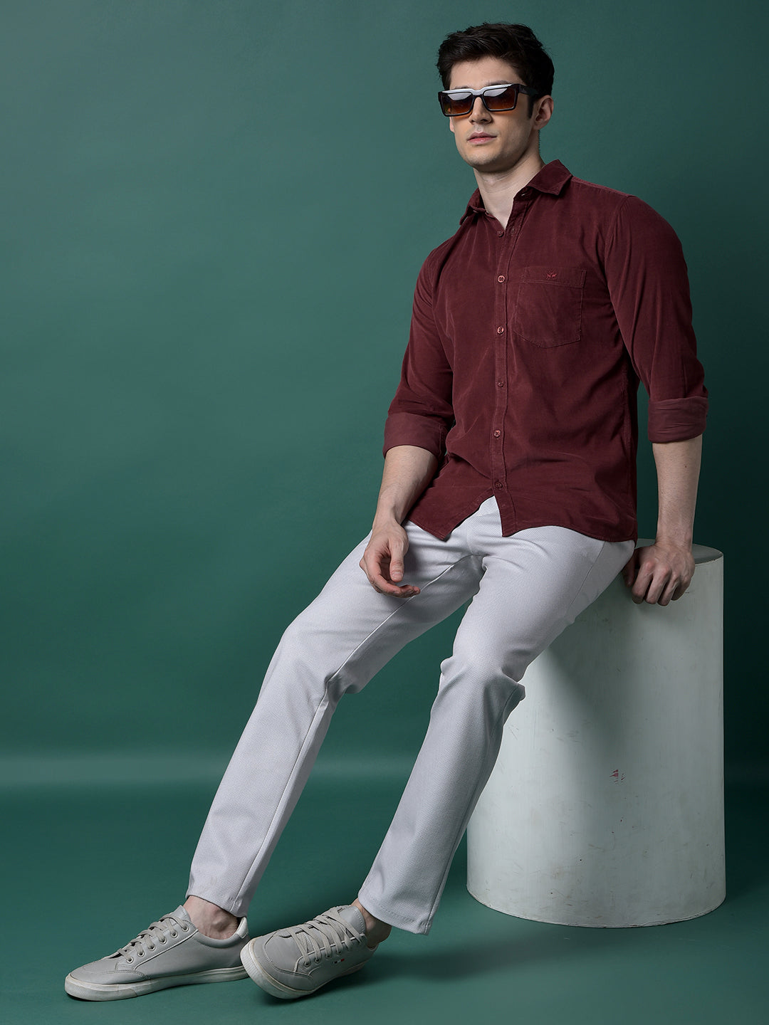 Maroon Corduroy Shirt-Men Shirts-Crimsoune Club