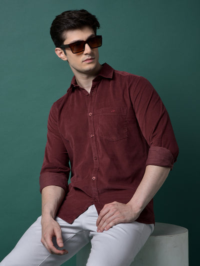 Maroon Corduroy Shirt-Men Shirts-Crimsoune Club