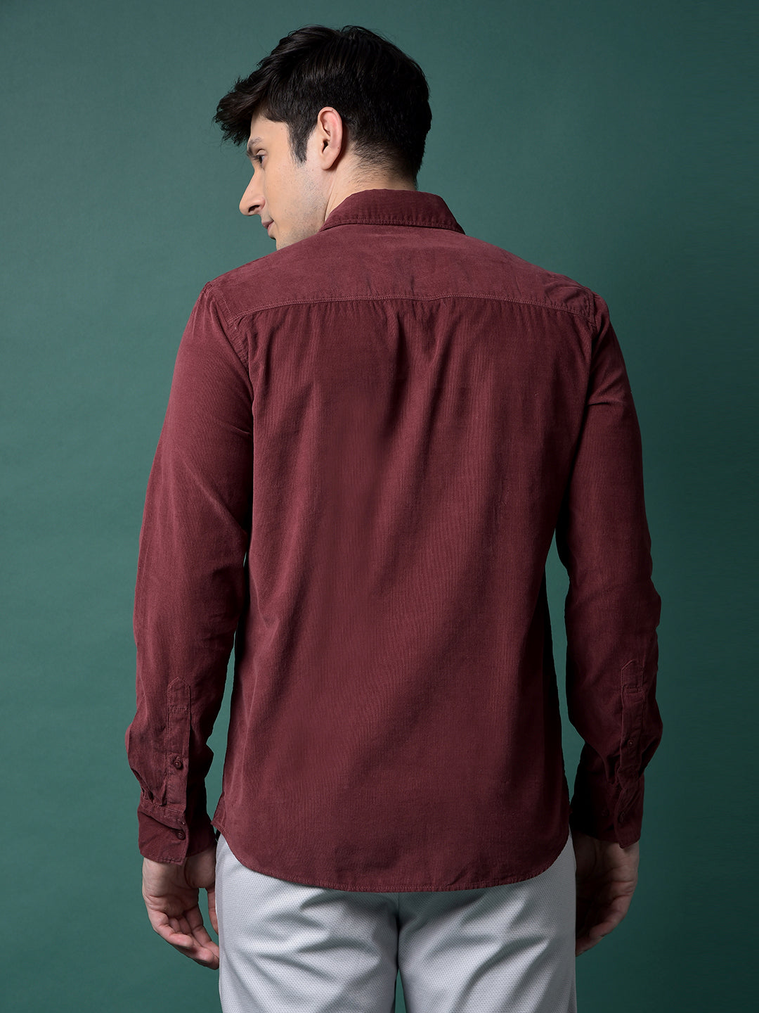 Maroon Corduroy Shirt-Men Shirts-Crimsoune Club