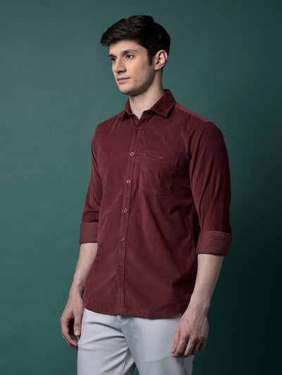 Maroon Corduroy Shirt-Men Shirts-Crimsoune Club