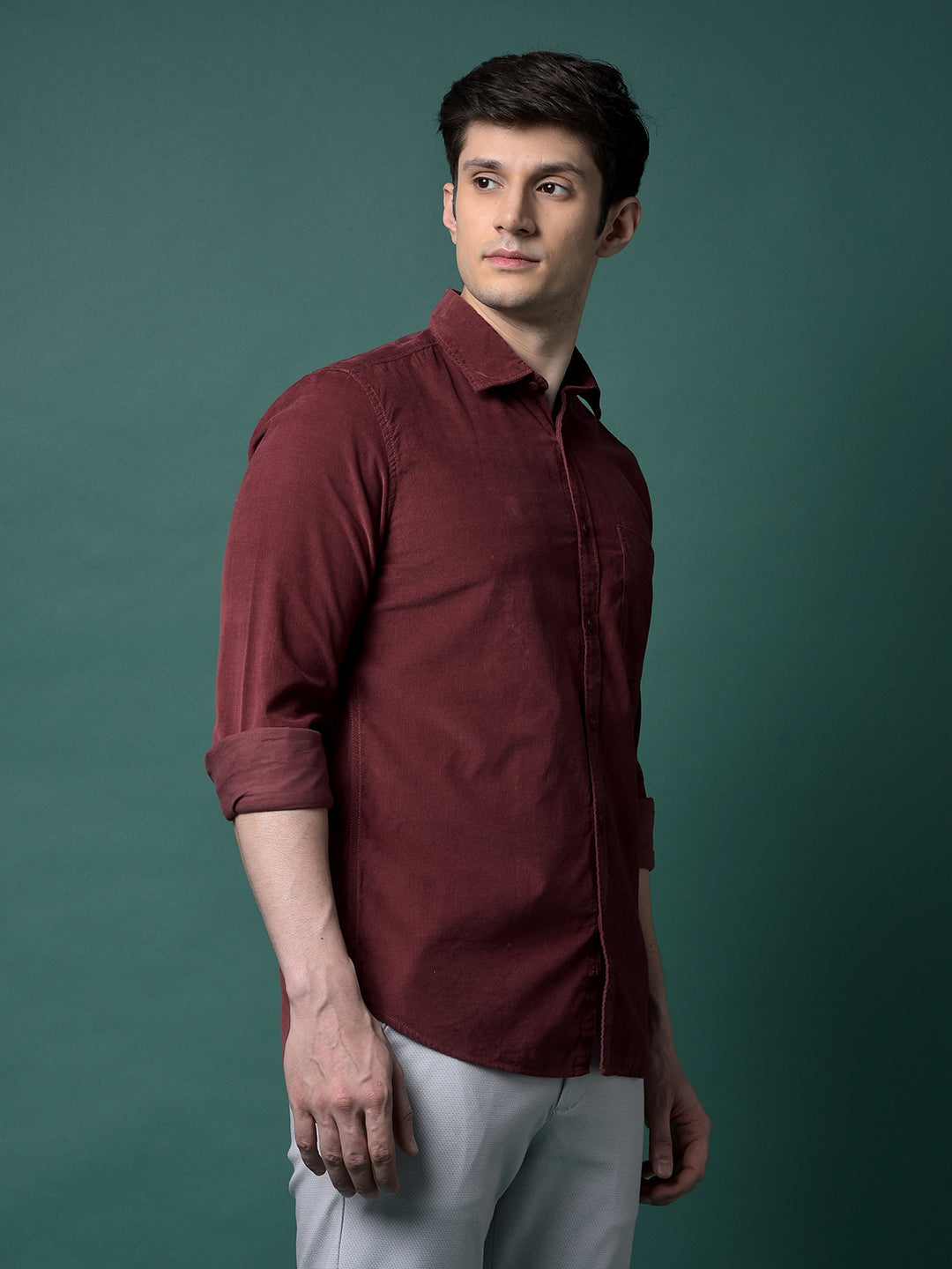 Maroon Corduroy Shirt-Men Shirts-Crimsoune Club