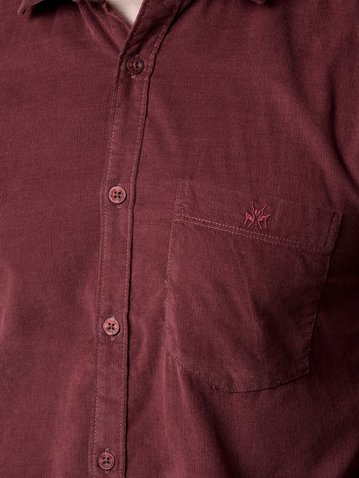 Maroon Corduroy Shirt-Men Shirts-Crimsoune Club