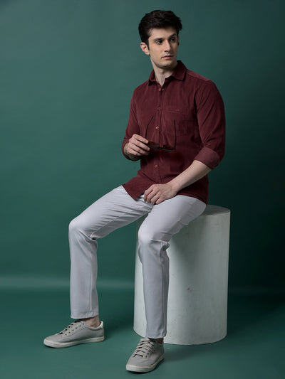 Maroon Corduroy Shirt-Men Shirts-Crimsoune Club