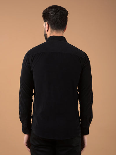 Black Corduroy Shirt-Men Shirts-Crimsoune Club
