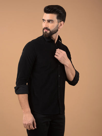 Black Corduroy Shirt-Men Shirts-Crimsoune Club