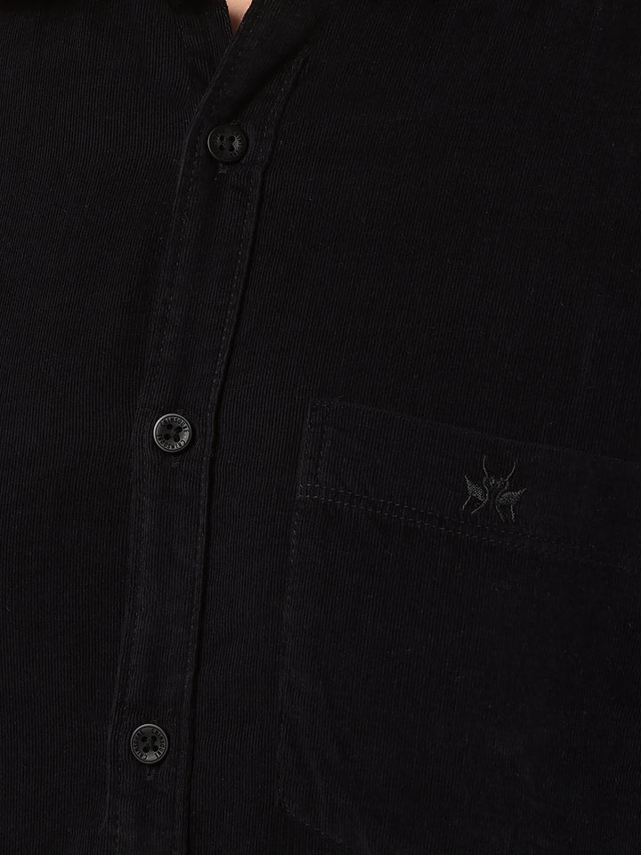 Black Corduroy Shirt-Men Shirts-Crimsoune Club