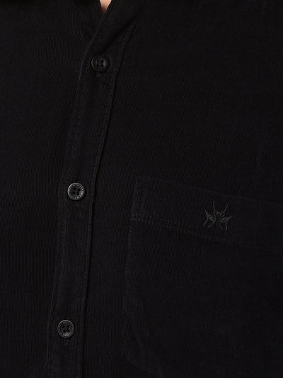 Black Corduroy Shirt-Men Shirts-Crimsoune Club