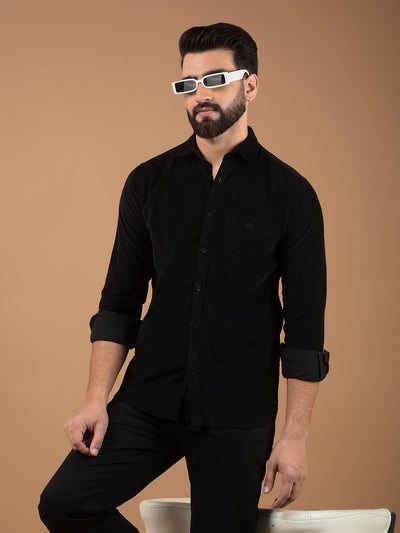 Black Corduroy Shirt-Men Shirts-Crimsoune Club