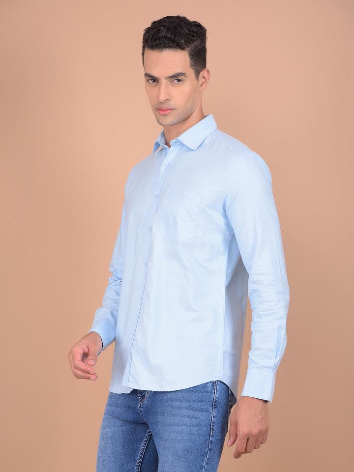 Blue 100% Cotton Shirt-Men Shirts-Crimsoune Club