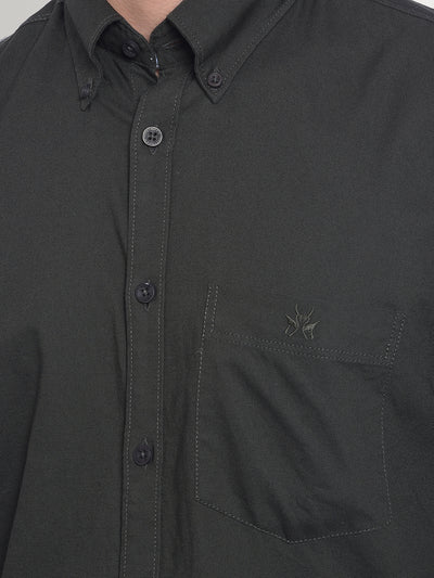 Olive Shirt With Button Down Collar-Men Jeans-Crimsoune Club