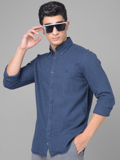 Blue Button Down Shirt-Men Shirts-Crimsoune Club