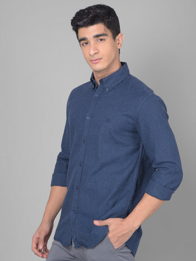 Blue Button Down Shirt-Men Shirts-Crimsoune Club