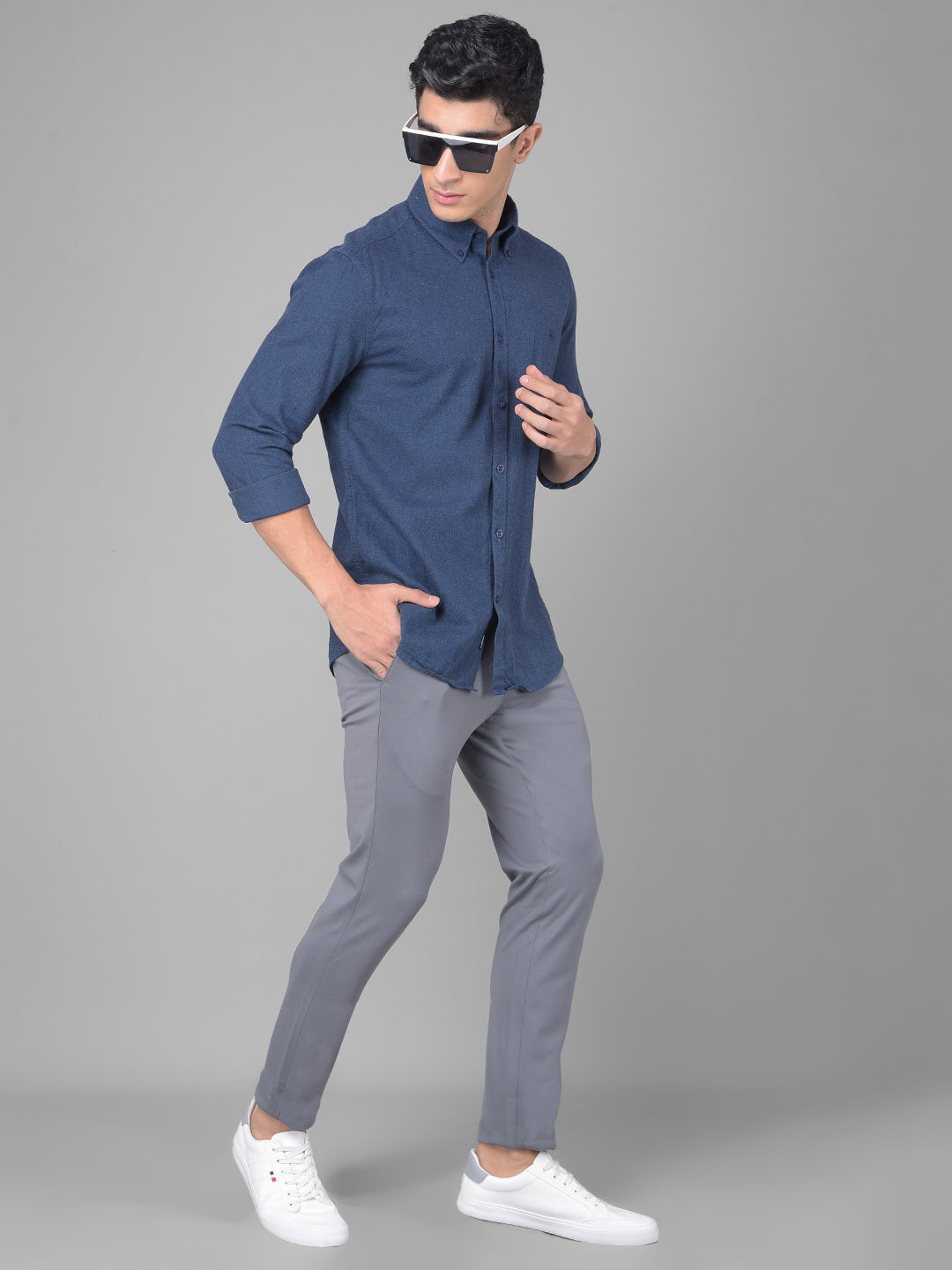 Blue Button Down Shirt-Men Shirts-Crimsoune Club