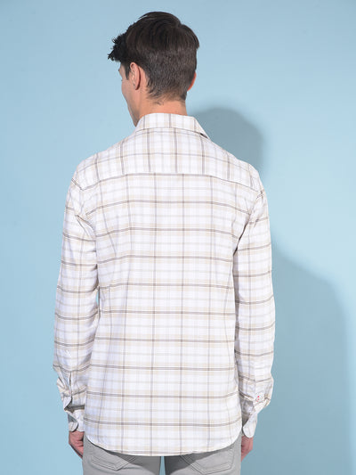 Beige Tartan Check 100% Cotton Shirt-Men Shirts-Crimsoune Club