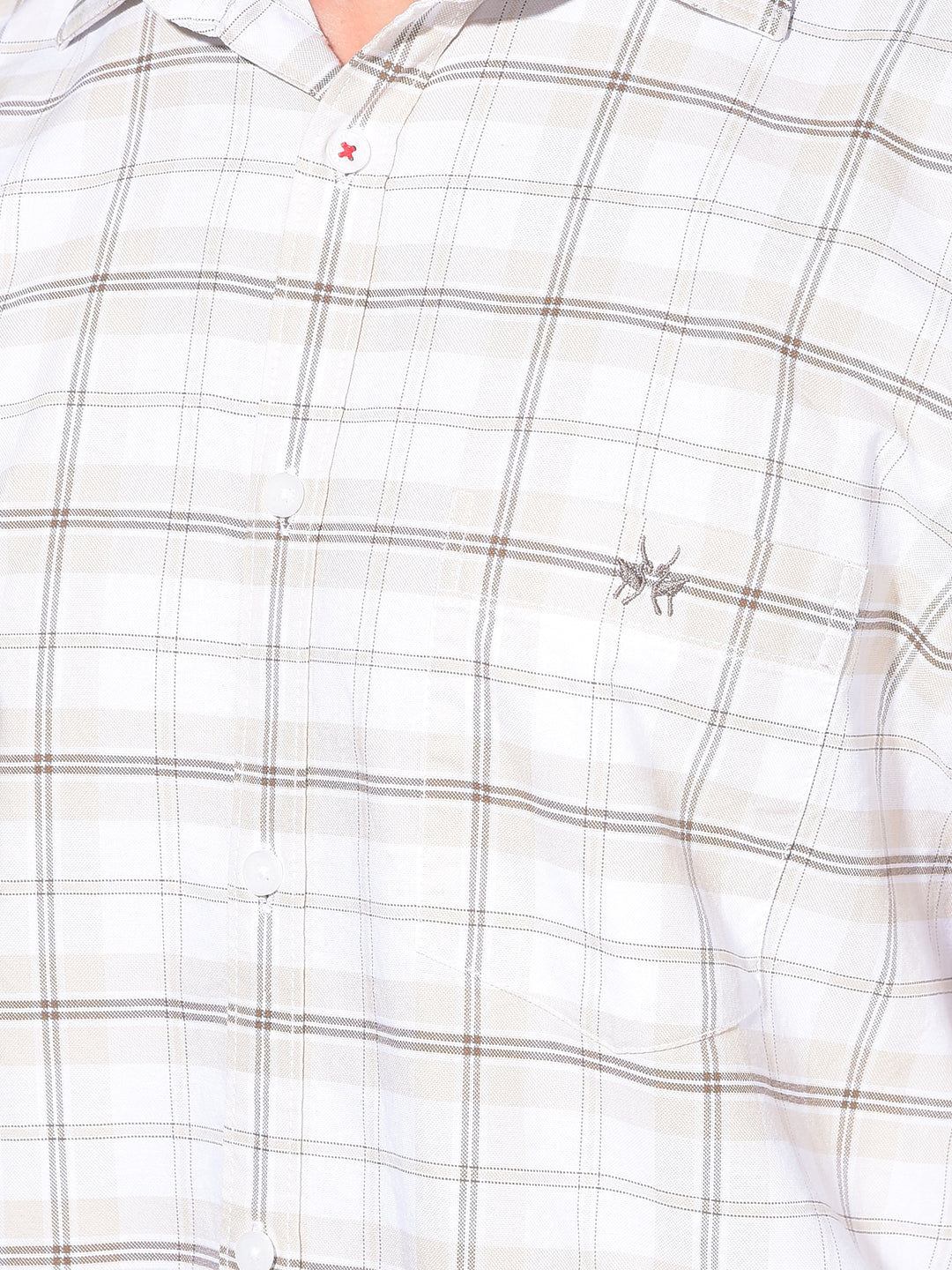 Beige Tartan Check 100% Cotton Shirt-Men Shirts-Crimsoune Club