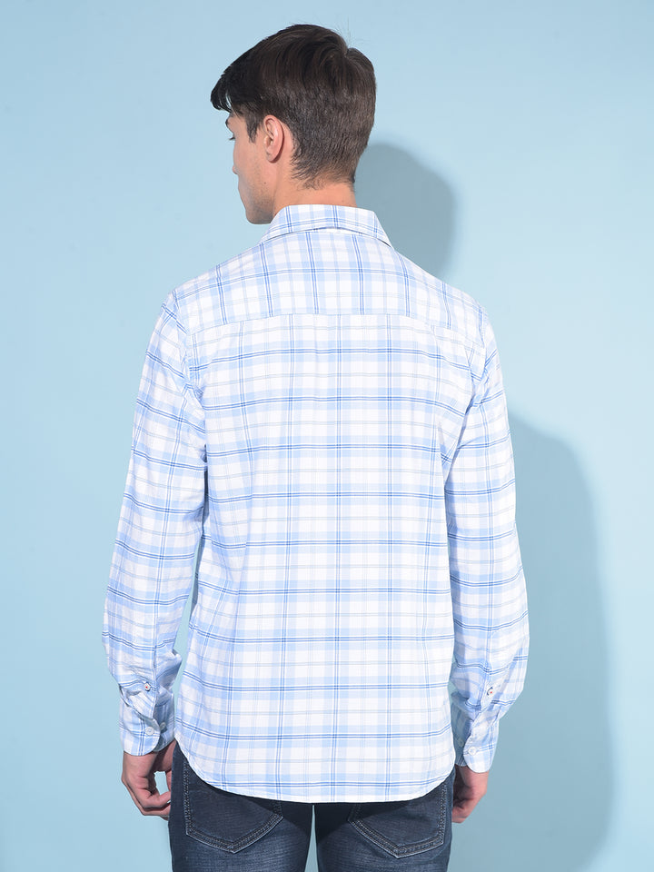 Blue Tartan Check 100% Cotton Shirt-Men Shirts-Crimsoune Club