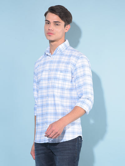 Blue Tartan Check 100% Cotton Shirt-Men Shirts-Crimsoune Club