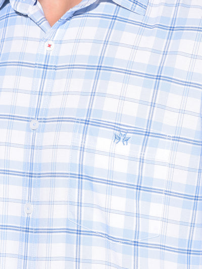 Blue Tartan Check 100% Cotton Shirt-Men Shirts-Crimsoune Club