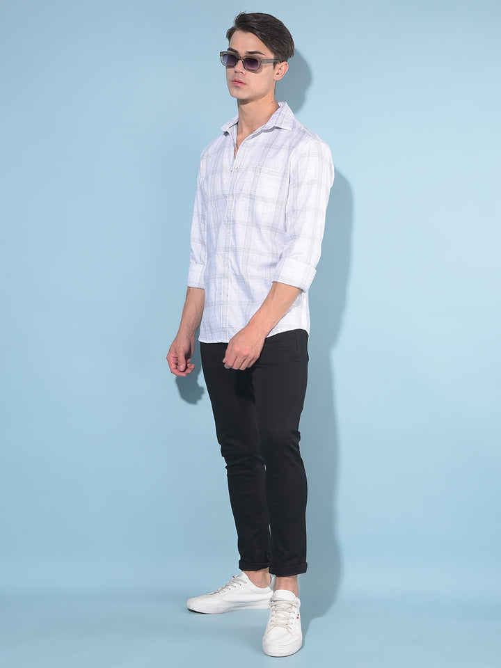 White Tartan Check 100% Cotton Shirt-Men Shirts-Crimsoune Club