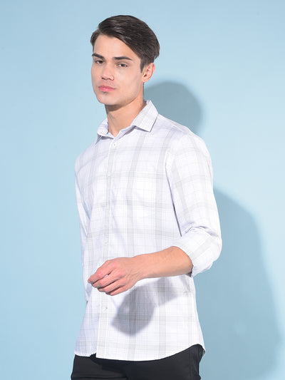 White Tartan Check 100% Cotton Shirt-Men Shirts-Crimsoune Club