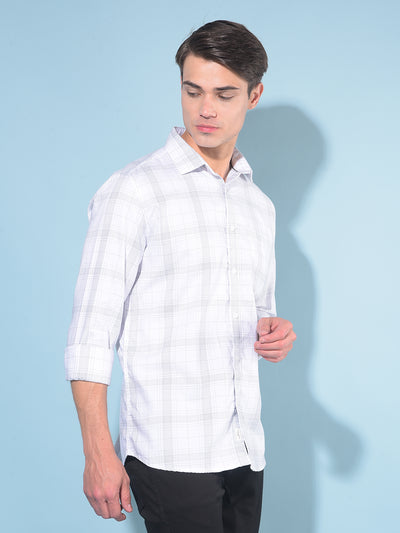 White Tartan Check 100% Cotton Shirt-Men Shirts-Crimsoune Club