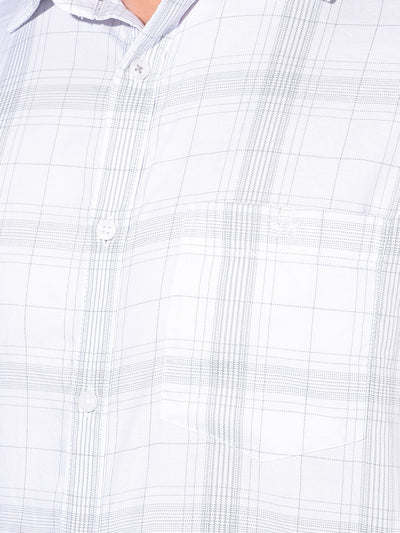 White Tartan Check 100% Cotton Shirt-Men Shirts-Crimsoune Club