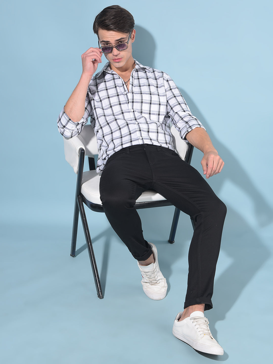 White Tartan Check 100% Cotton Shirt-Men Shirts-Crimsoune Club
