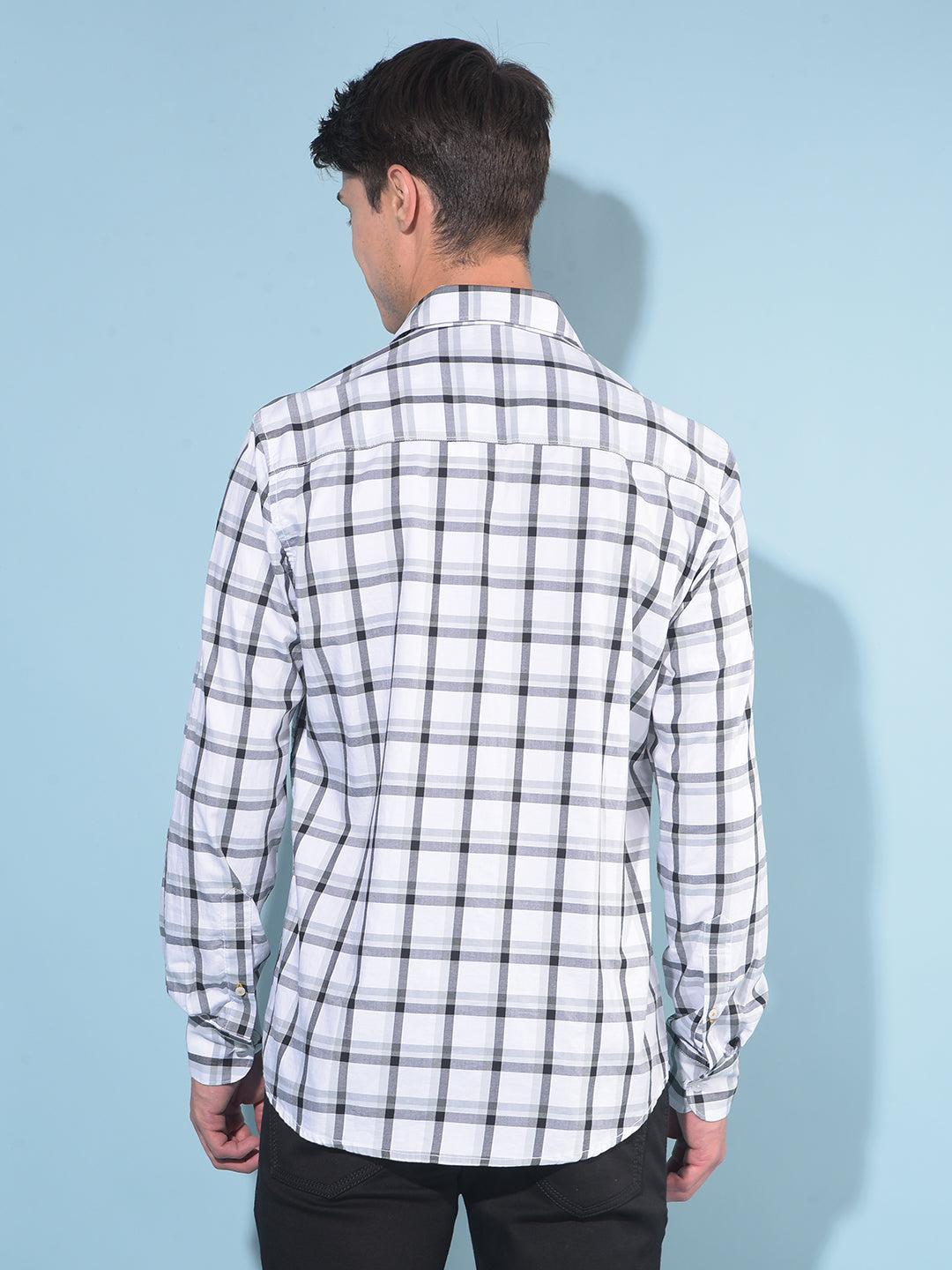 White Tartan Check 100% Cotton Shirt-Men Shirts-Crimsoune Club