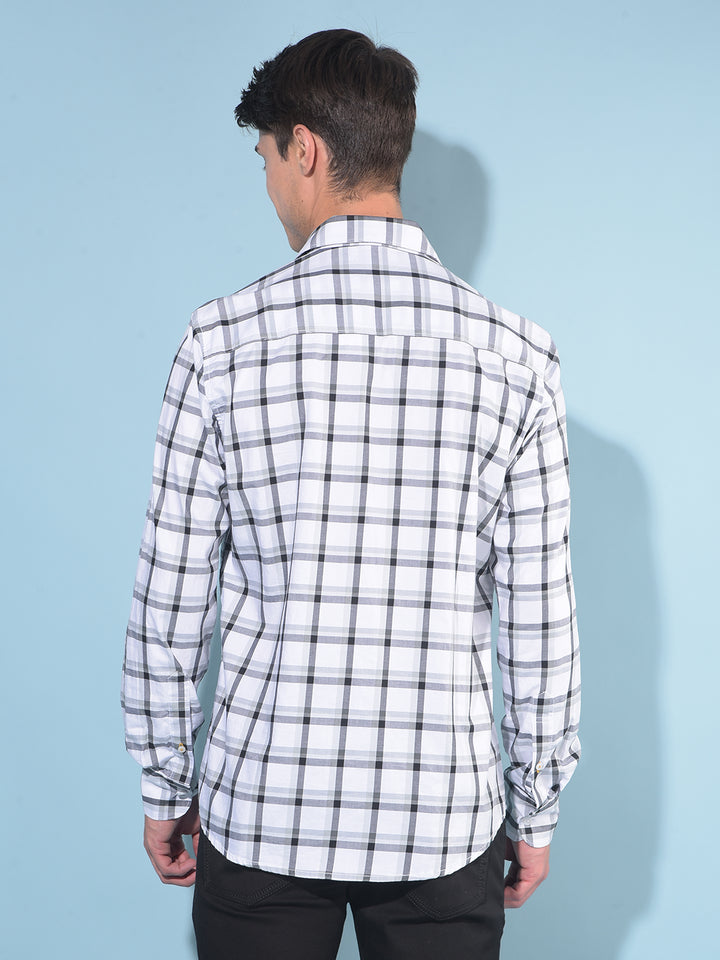 White Tartan Check 100% Cotton Shirt-Men Shirts-Crimsoune Club