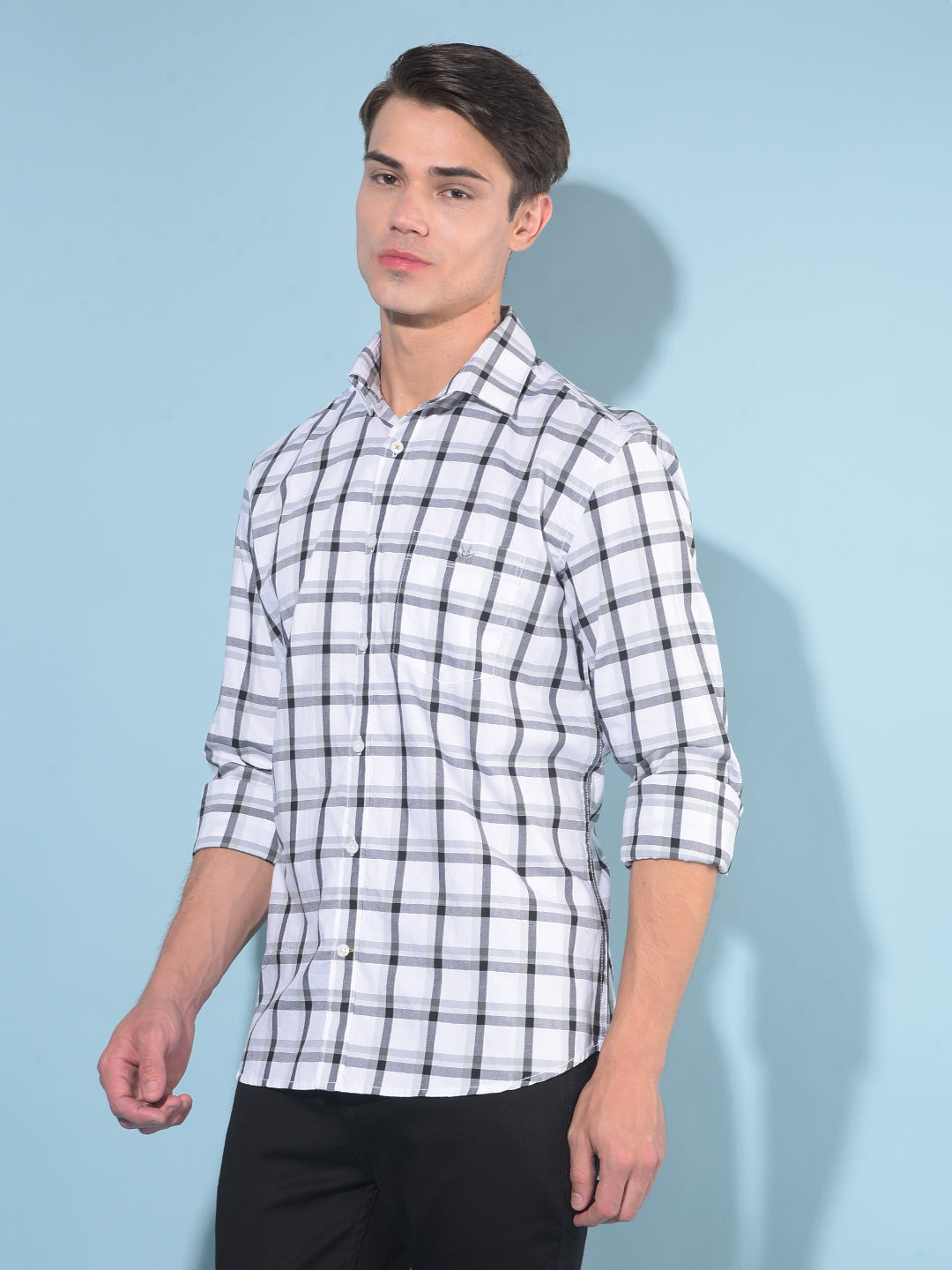 White Tartan Check 100% Cotton Shirt-Men Shirts-Crimsoune Club