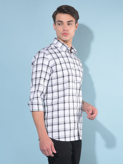 White Tartan Check 100% Cotton Shirt-Men Shirts-Crimsoune Club