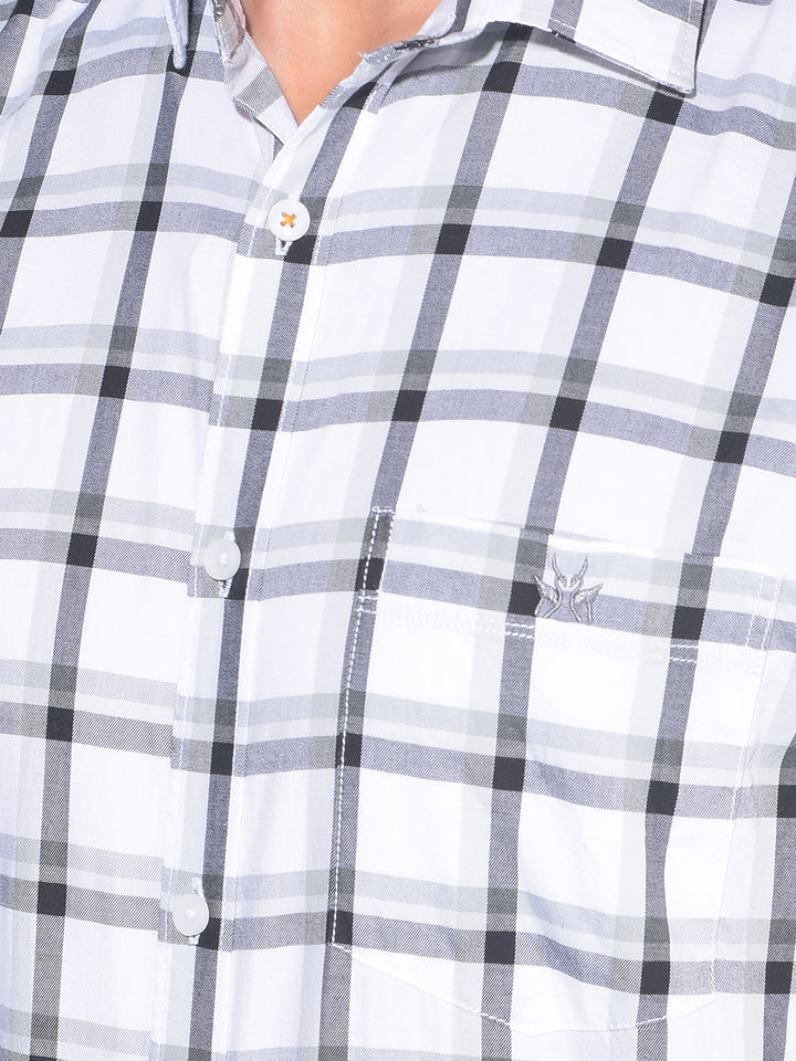 White Tartan Check 100% Cotton Shirt-Men Shirts-Crimsoune Club