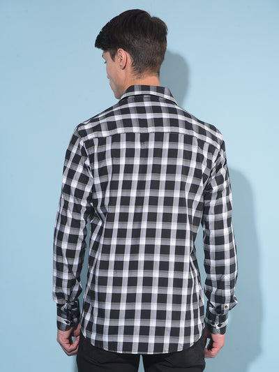 Black Tartan Check 100% Cotton Shirt-Men Shirts-Crimsoune Club