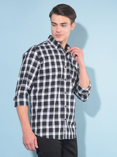 Black Tartan Check 100% Cotton Shirt-Men Shirts-Crimsoune Club