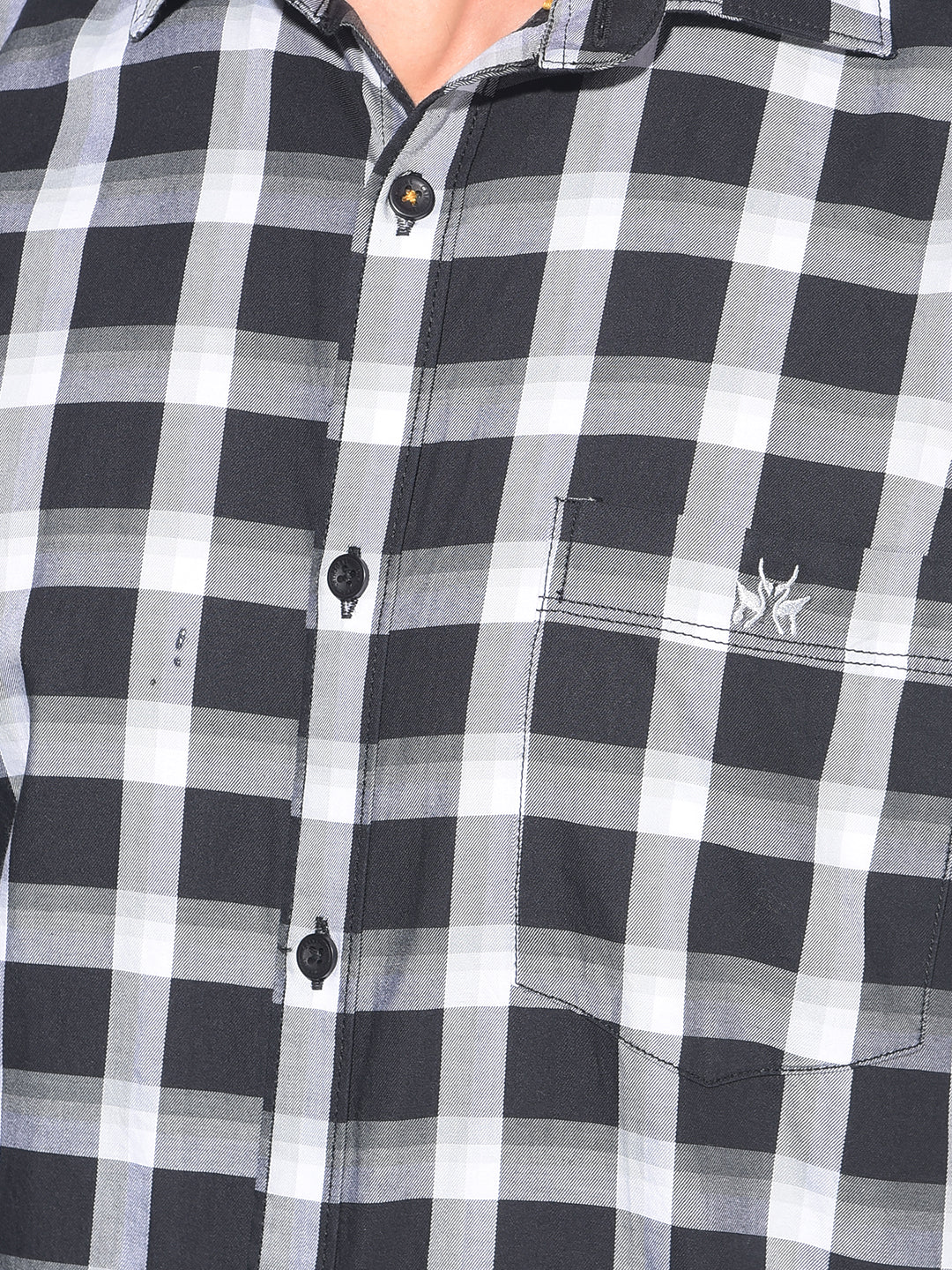 Black Tartan Check 100% Cotton Shirt-Men Shirts-Crimsoune Club