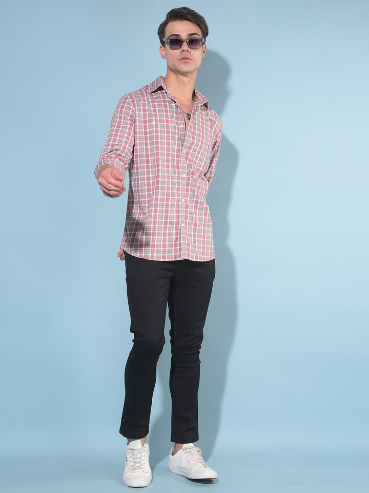 Purple Tartan Check 100% Cotton Shirt-Men Shirts-Crimsoune Club