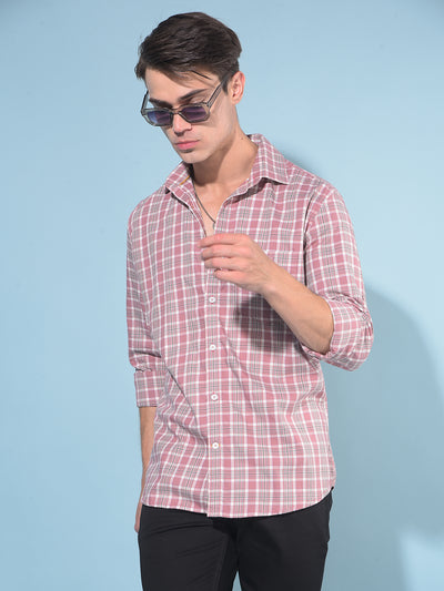 Purple Tartan Check 100% Cotton Shirt-Men Shirts-Crimsoune Club