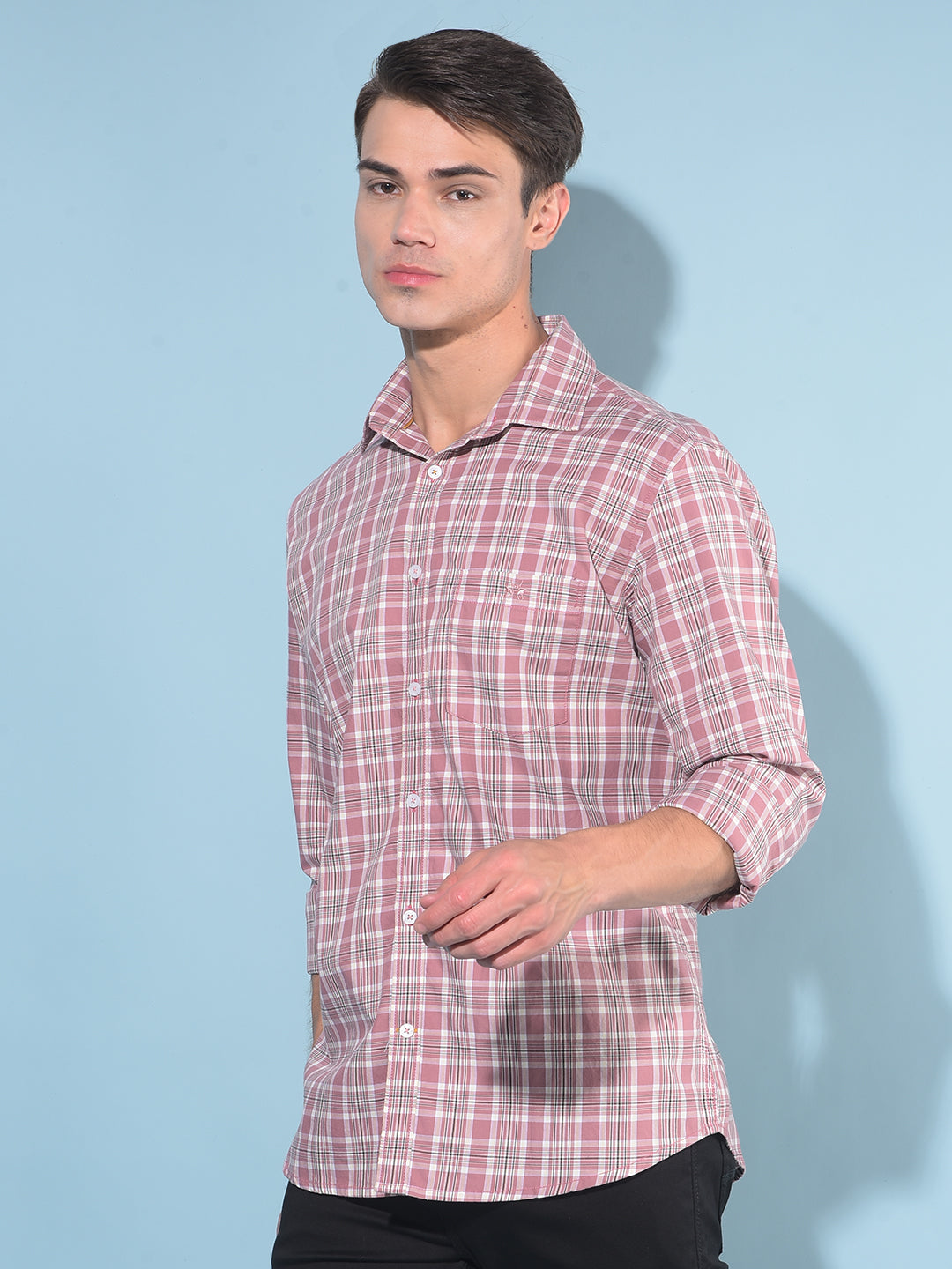 Purple Tartan Check 100% Cotton Shirt-Men Shirts-Crimsoune Club