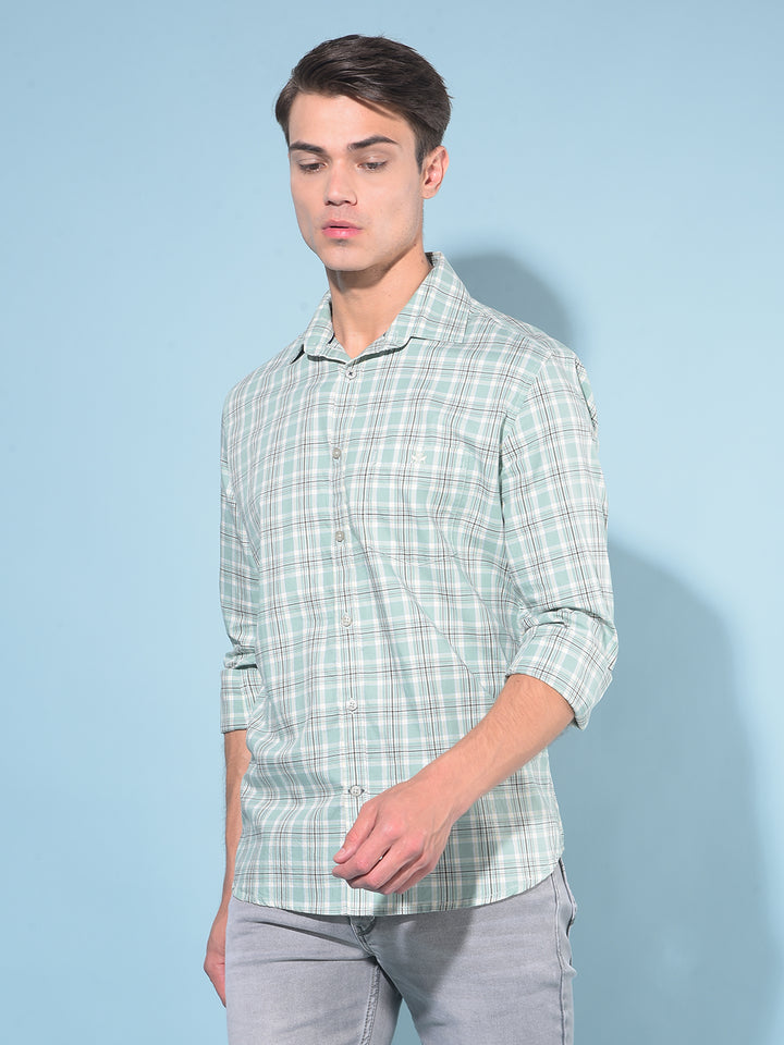 Green Tartan Check 100% Cotton Shirt-Men Shirts-Crimsoune Club