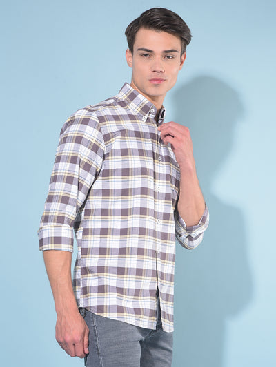 Grey Tartan Check 100% Cotton Shirt-Men Shirts-Crimsoune Club