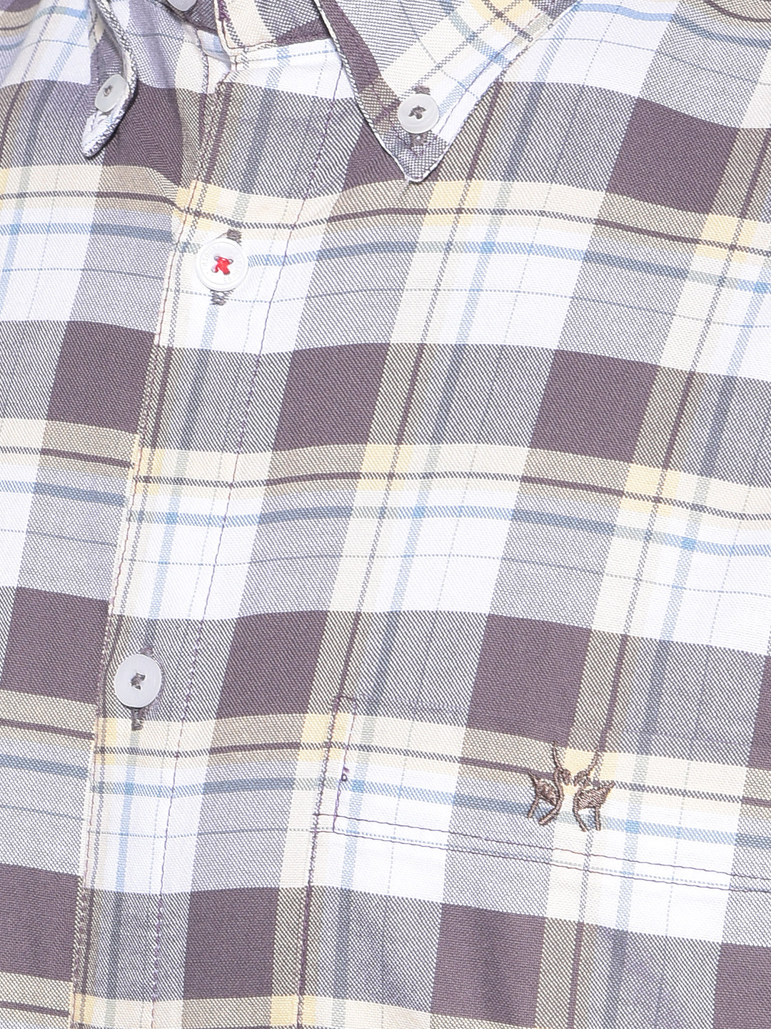 Grey Tartan Check 100% Cotton Shirt-Men Shirts-Crimsoune Club