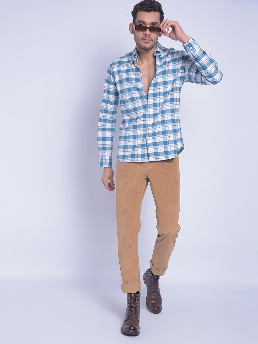 Blue Checked Shirt-Men Shirts-Crimsoune Club
