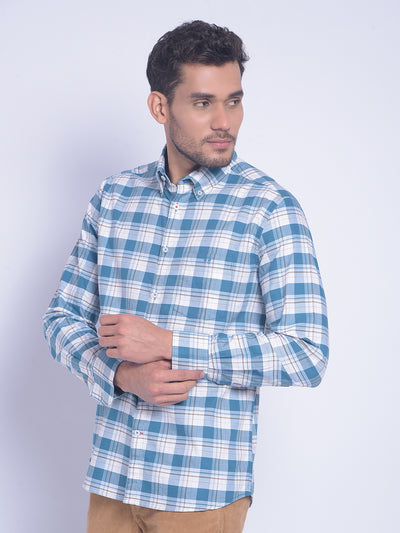 Blue Checked Shirt-Men Shirts-Crimsoune Club