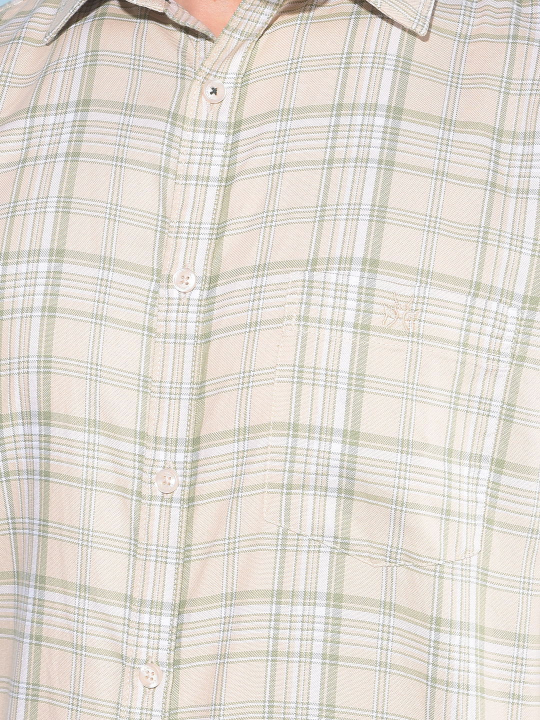Beige Tartan Check 100% Cotton Shirt-Men Shirts-Crimsoune Club