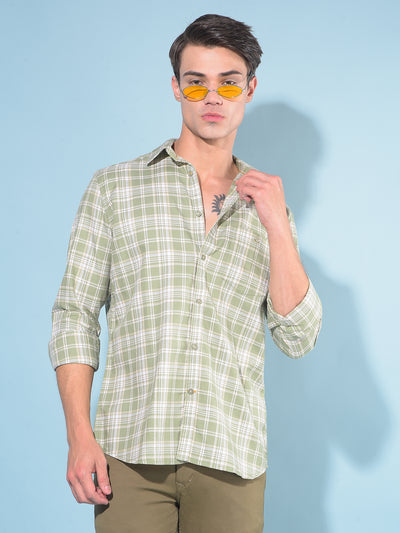 Green Tartan Check 100% Cotton Shirt-Men Shirts-Crimsoune Club