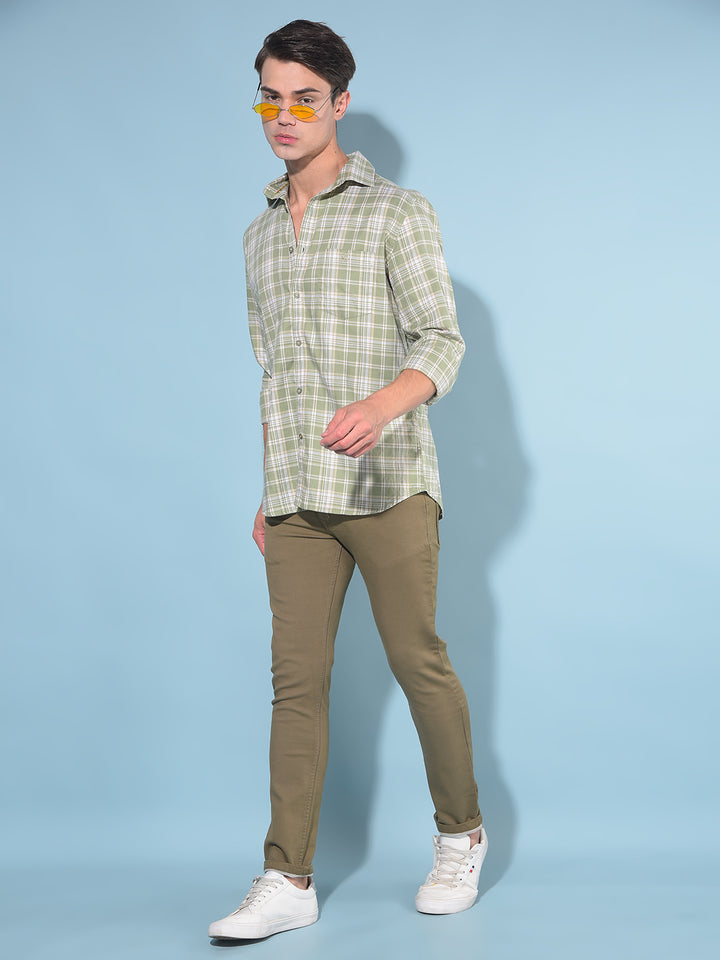 Green Tartan Check 100% Cotton Shirt-Men Shirts-Crimsoune Club