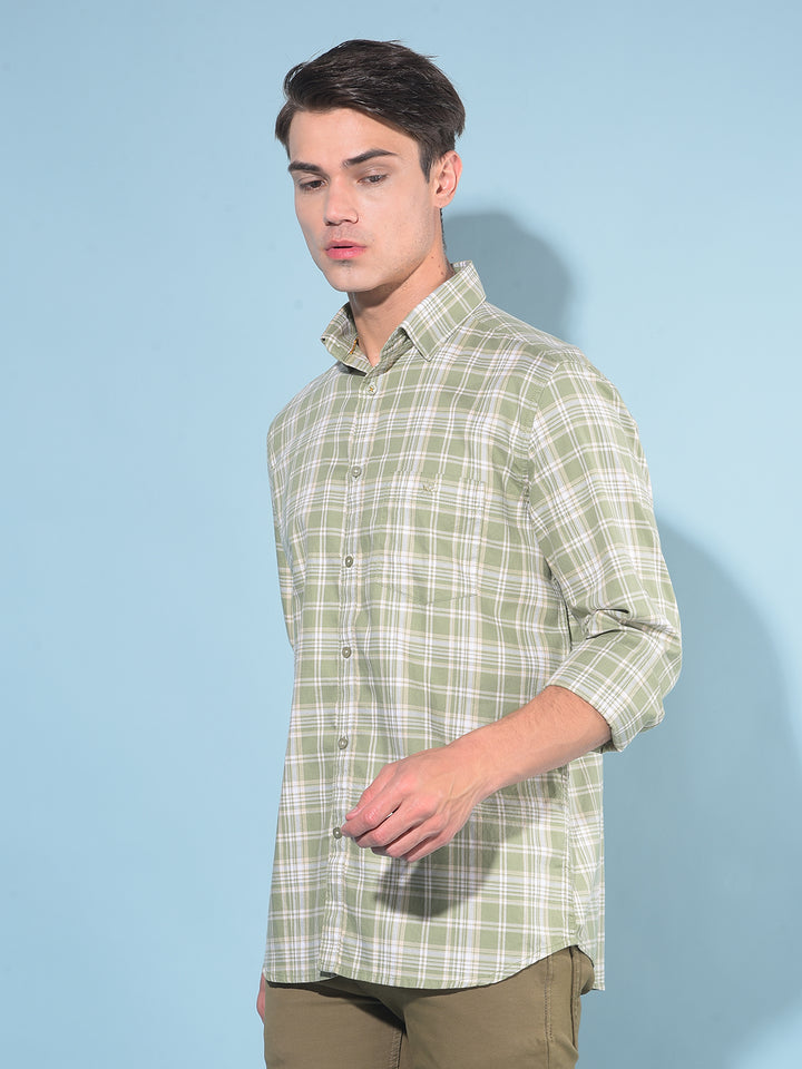 Green Tartan Check 100% Cotton Shirt-Men Shirts-Crimsoune Club